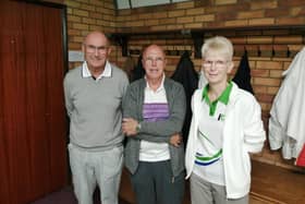 Victorious Hotspurs rink of Ted Woods, skip Mike Long & Yvonne Smith after winning 29-15
