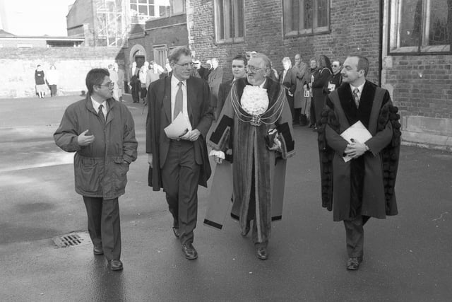 The Mayor of Boston Coun Fred Gilchrist were among those in attendance, pictured here, centre, next to headteacher John Neil.