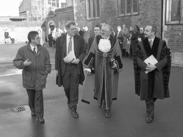 The Mayor of Boston Coun Fred Gilchrist were among those in attendance, pictured here, centre, next to headteacher John Neil.