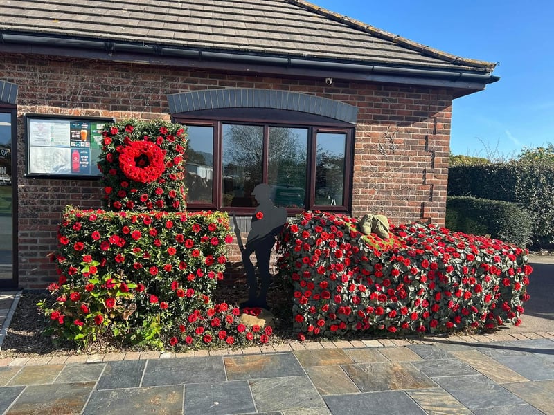 Hand-made Remembrance displays at the park, in Ingoldmells.
