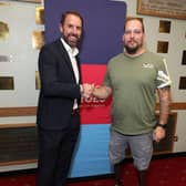 Army veteran Tom Folwell with England manager Gareth Southgate.