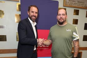 Army veteran Tom Folwell with England manager Gareth Southgate.