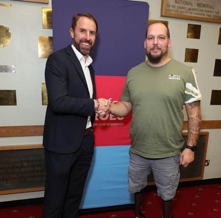 Army veteran Tom Folwell with England manager Gareth Southgate.