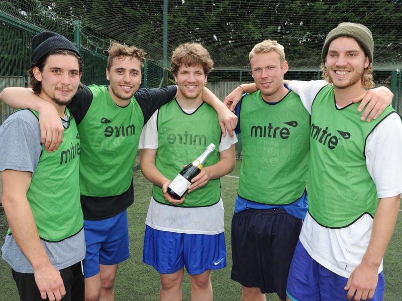 The winners of the five-a-side football tournament held at Sleaford's 1Life Fitness Club as part of a charity day. Pictured (from left) are Josh Bryan, Brad Jones, Ben Tompson, Lee Llewellyn, Jonny Green of Sex, Drugs and Graham Poll.