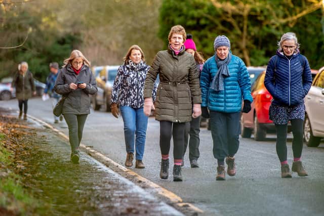 Striding out on the Round Louth walk.