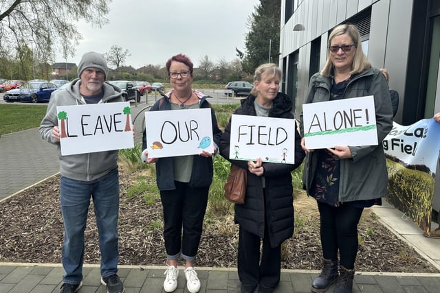 Campaigners outside the ELDC offices in Horncastle. Photo: James Turner