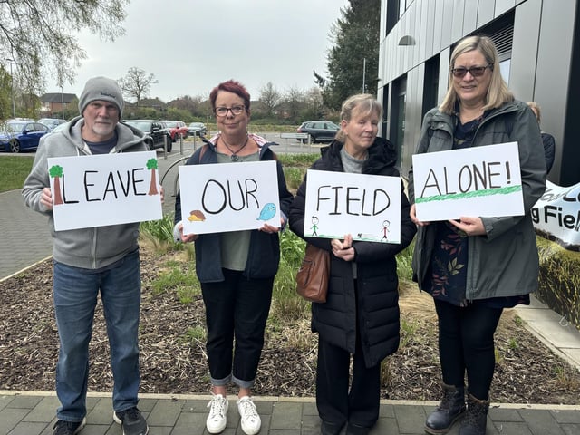 Campaigners outside the ELDC offices in Horncastle. Photo: James Turner