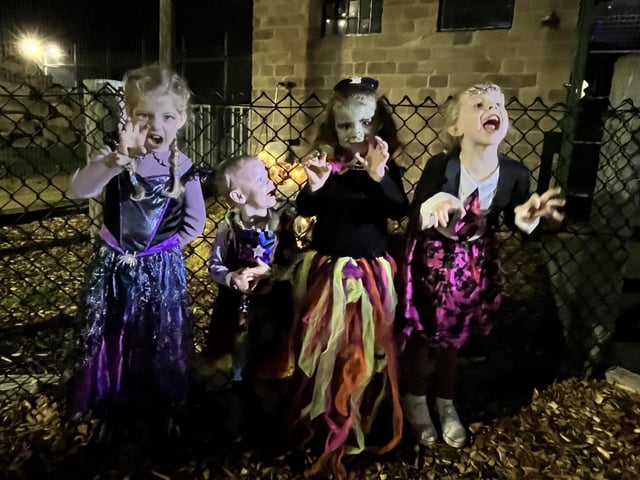 Enjoying Wolds Wildlife Park's Halloween event, from left: Valentina Cantelmi, 5, River Love, 1, Vienna Burton, 5 and Phoenix Love, 5.