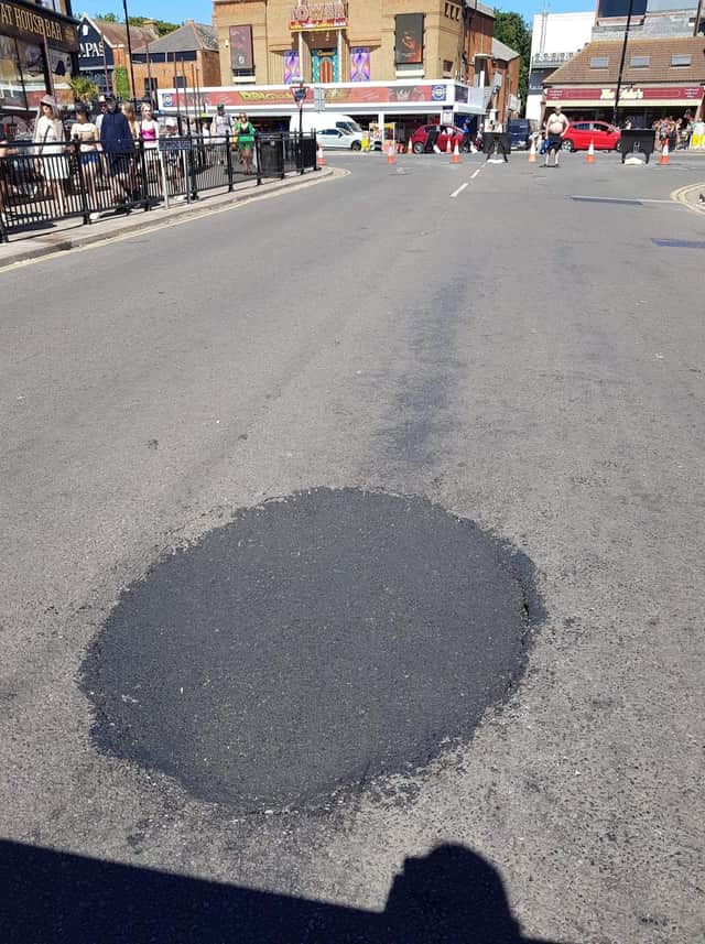Drummond Road is closed after a sinkhole appeared.