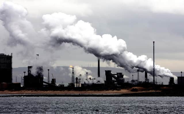General view of emissions being released from the Corus metal plant on the Wilton site in Teesport, Cleveland.