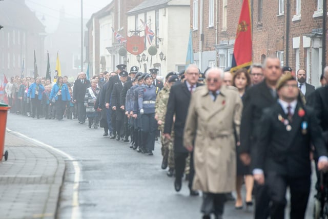 The parade makes its way through town.