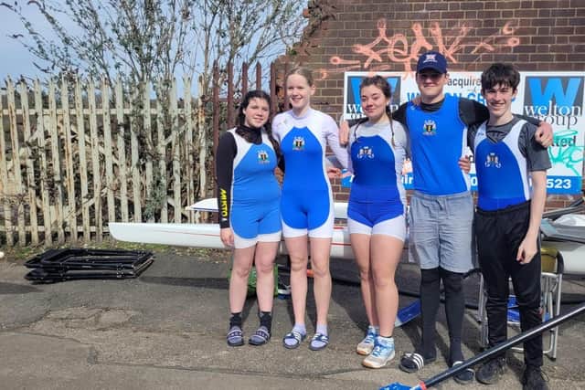 Boston's team, from eft to right, Emma Pearson, Olivia Winter, Lucy Walker, Jamie Winter, Herbie McCourt.