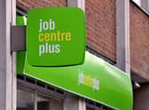 A view of the signs on the Jobcentre Plus office in Lisson Grove, north west London.