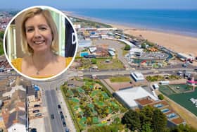 Main image: Skegness from the air. Inset: Lincolnshire Mayor Andrea Jenkyns.