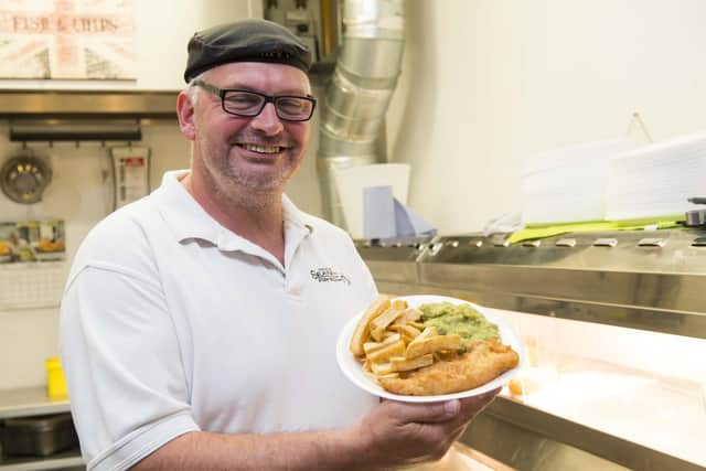 Bruce Payne at The Market Chippy on the Moor Market in Sheffield. The business has signed up to Eat Out to Help Out.