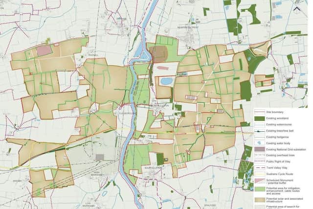 Masterplan for the proposed One Earth solar farm across Lincolnshire and Nottinghamshire