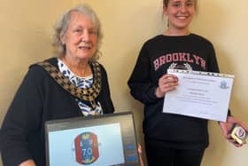 Outgoing Mayor Fiona Martin with Matilda.