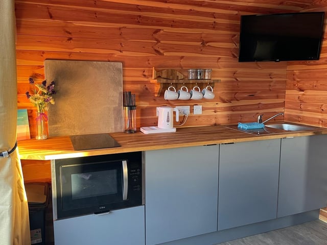The modern kitchen area