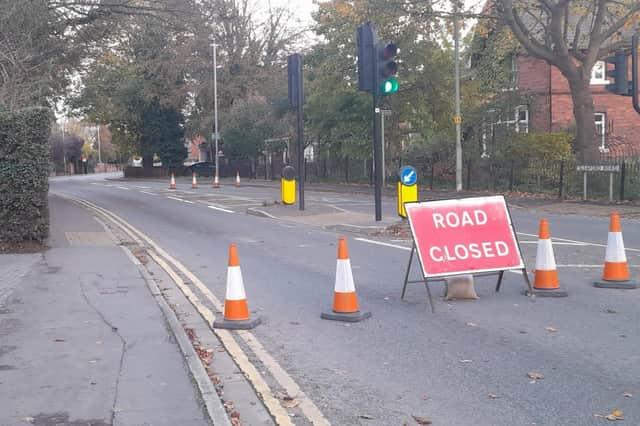 The road closure in Sleaford Road, Boston.