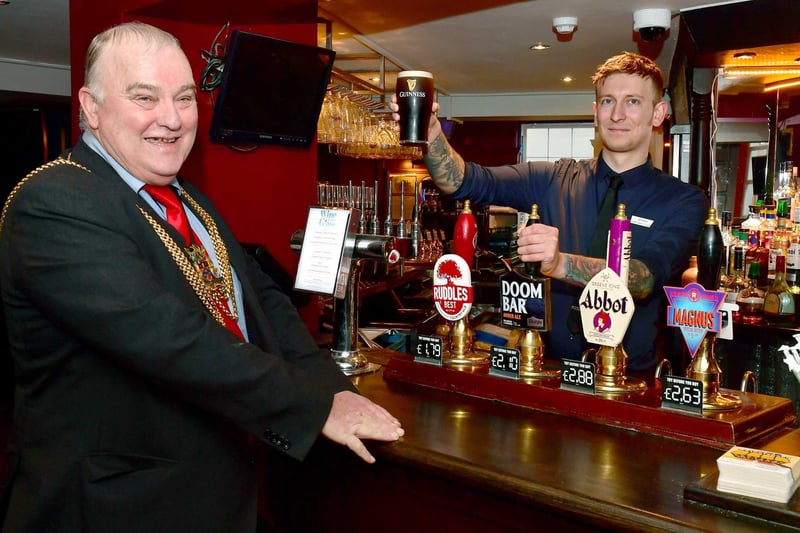 Coun David Brown with pub manager Andrew Sands.