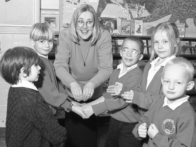 Youngsters from Carlton Road Primary School during a workshop with children's author Helena Pielichaty.