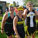 Members of Louth Tri Club at Woodhall Spa Triathlon, from left: Hayley Pearson, Jill Whittleton, Bridget Lyon, and Rowena Burgess. Photos: D.R.Dawson Photography
