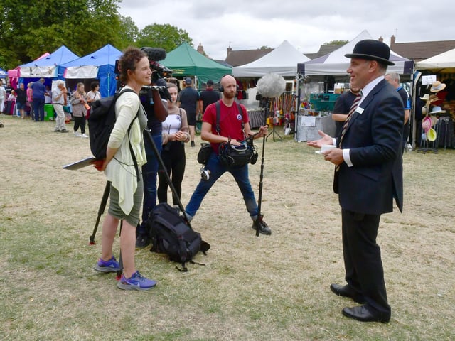 Show chairman Charles Pinchbeck talking to the BBC crew filming for Country Showdown.