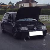 The car spotted driving with the bonnet up. Photo: Lincs Police RPU