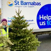 Louise Cotton with trees the hospice has previously recycled