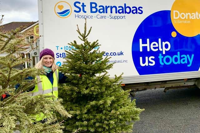 Louise Cotton with trees the hospice has previously recycled