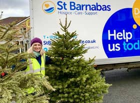 Louise Cotton with trees the hospice has previously recycled