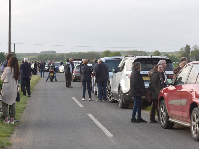 Hundreds of onlookers turned ot to watch the Lancaster fly over RAF Spilsby.