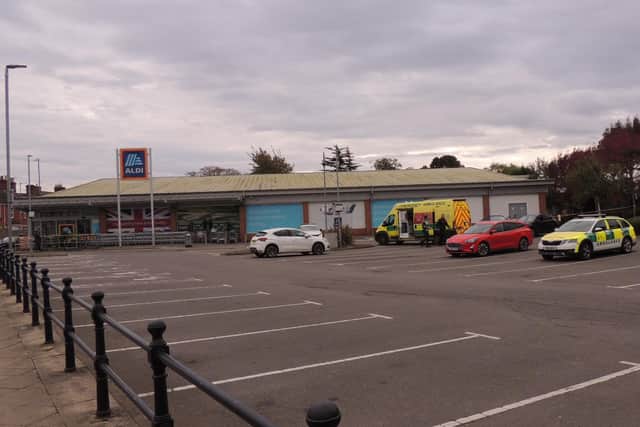 Police, fire and ambulance crews have all been at the scene of the suspected leak at the Aldi store in Sleaford this morning.