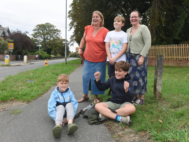 L-R Miles Goulsbra 8, Catherine Goulsbra, Jake Stanley 11, Guy Goulsbra 12 and Michelle Stanley in Market Rasen.