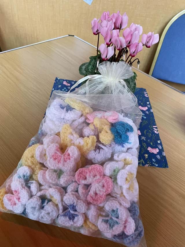 The crocheted butterflies for Lincolnshire Coop Funeral’s appeal for Baby Loss Awareness Month.
