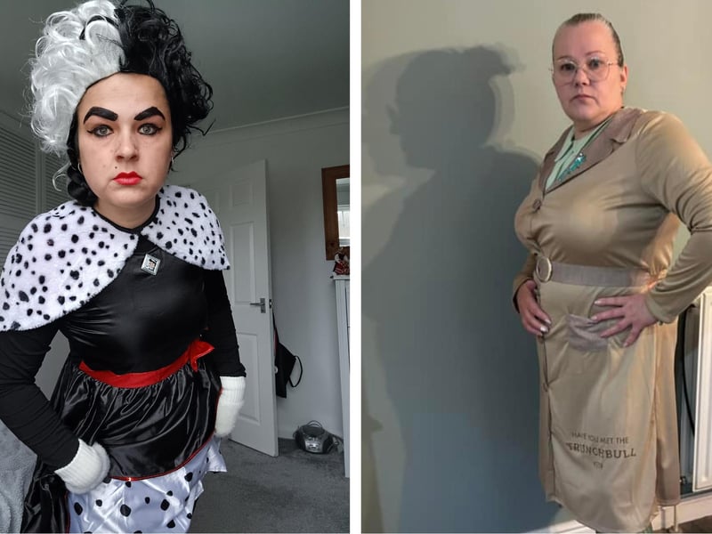 Lyndsey Cawthorn, of Ideal School Meals, as Cruella de Vil; and Dawn Douglass, also of Staniland Academy, as Miss Trunchbull.