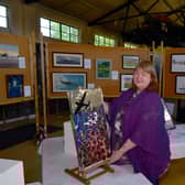 Exhibition organiser, Kate Sell of Harmston with her mosaic.