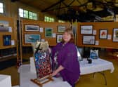 Exhibition organiser, Kate Sell of Harmston with her mosaic.