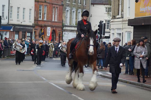 Isla leading the 2022 Remembrance Parade in Market Rasen