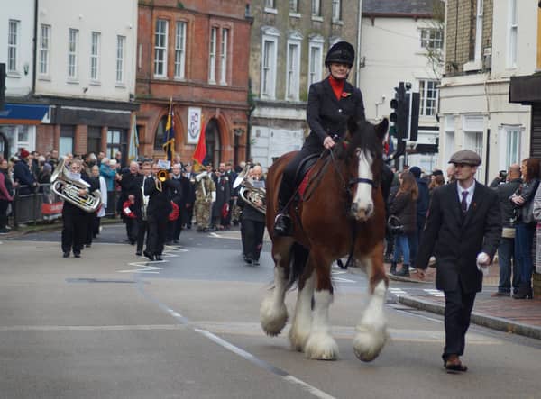 Isla leading the 2022 Remembrance Parade in Market Rasen