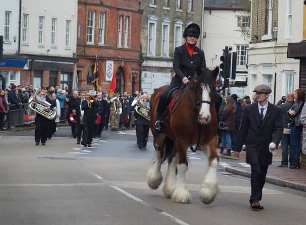Isla leading the 2022 Remembrance Parade in Market Rasen