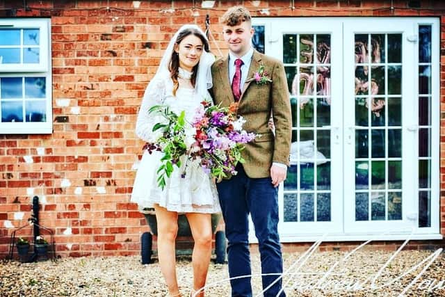 Louise and Elliott Godson on their wedding day