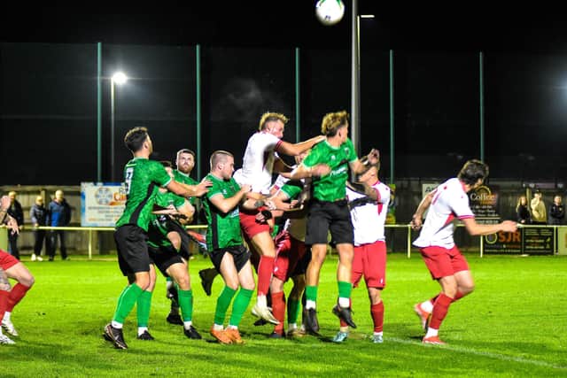 Skegness v Blackstones match action. Pic by Ryan Thompson, Happy Snapz Photography.