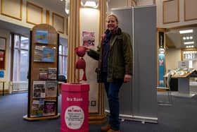 Coun Lindsey Cawrey, executive member for culture at Lincolnshire County Council, pictured at Lincoln Central Library's bra bank
