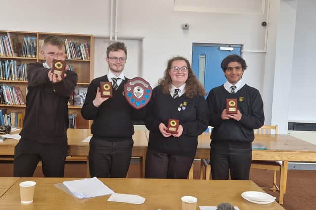 The Boston Grammar School team who were winners of an inter schools debate competition hosted by Skegness Grammar School.