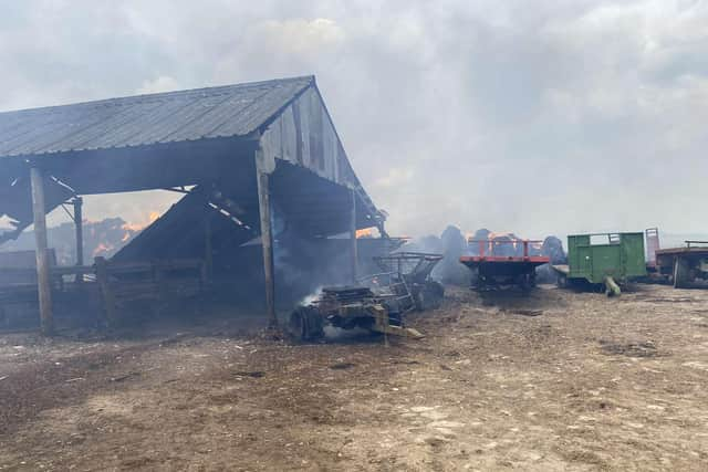 The farm was a scene of devastation following the fire on Saturday.