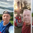 L-R - Sgt Jonny Guite on one of his runs, at Coningsby war memorial and on a Christmas fundraising collection. Photos: Sgt Jonny Guite