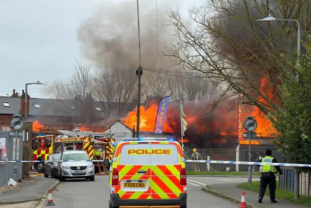 Emergency services at teh scene of a fire in Skegness.