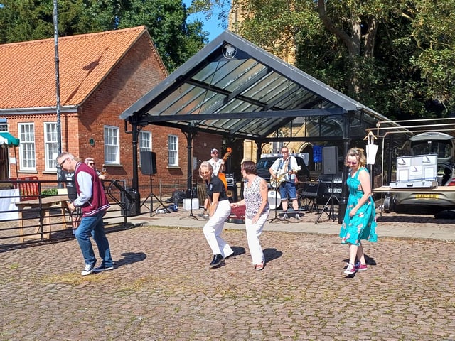 Visitors to the festival got in the dancing spirit to the sound of Relentless Rockabilly. Image: Dianne Tuckett