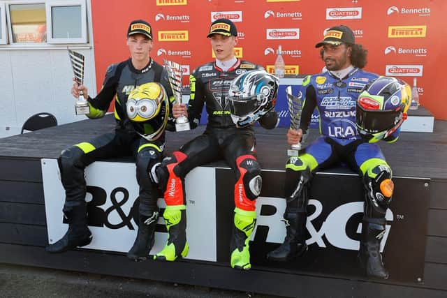 L-r Beekmans, Dessoy, Durham on the podium
